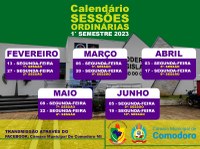 Calendário de Sessões Ordinária 2023